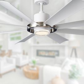 Modern Forms FR-W2303-60L-BN/MW AURA 60" Eight Blades w/ LED Ceiling Fan - Brushed Nickel / Matte White