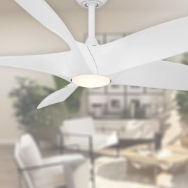 Modern Forms FR-W2401-62L-MW Zephyr 62" Ceiling Fan w/ LED Light - Matte White