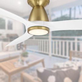 54" Modern Forms SKYLARK Ceiling Fan Flush Mount FH-W2202-54L-SB-MW-Soft Brass/Matte White
