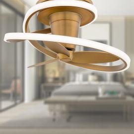 Modern Forms FH-D2402-28L-AB Velcoce Small LED Ceiling Fan - Aged Brass