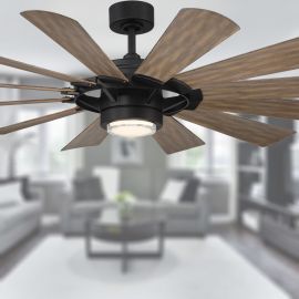 65" Modern Forms Wyndmill Ceiling Fan FR-W2201-65L-MB-BW - Matte Black/Barn Wood