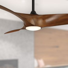52" Modern Forms Zephyr Ceiling Fan - FR-W2006-52L-MB/DK - Matte Black / Distressed Koa