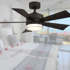 Modern Forms 42" Wynd Ceiling Fan with Light - FR-W1801-42L-MB - Matte Black