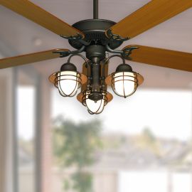 52" Beachfront Nautical Ceiling Fan - Oil Rubbed Bronze - Walnut Blades