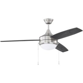 52" Craftmade Phaze Energy Star 3 DC LED Ceiling Fan - brushed polished nickel w/silver/greywood blades and LED light kit