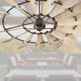 Quorum 72" Windmill Ceiling Fan 97215-86 - Oiled Bronze / Weathered Oak