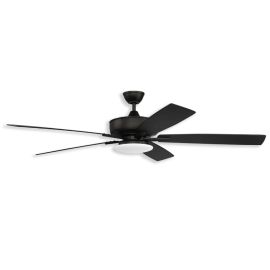 60" Craftmade Super Pro 112 LED Indoor Ceiling Fan, model - flat black finish with flat black/greywood blades and LED light kit