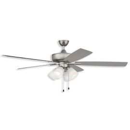 60" Craftmade Super Pro 114 LED Indoor Ceiling Fan, model - brushed satin nickel finish with brushed nickel/greywood blades and LED light kit