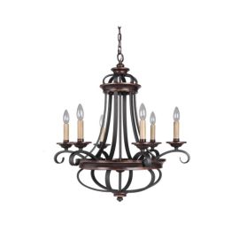 26"W Craftmade Stafford 6 Light Chandelier - 38726-AGTB - Aged Bronze - Textured Black
