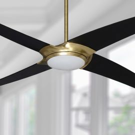 56" TroposAir Starfire DC Ceiling Fan - Brushed Gold with Black Blades