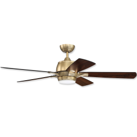 52" Craftmade Stellar Satin Brass Finish with Walnut / Flat Black Reversible Blades and Light Kit