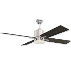 52" Craftmade Teana Brushed Polished Nickel Finish with Silver / Walnut Reversible Blades and Light Kit
