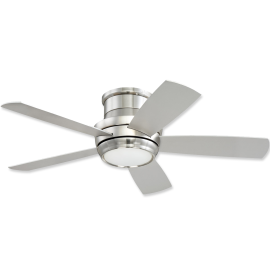 44" Craftmade Tempo Hugger Low Profile Brushed Polished Nickel Finish with Silver / Maple Reversible Blades and Light Kit