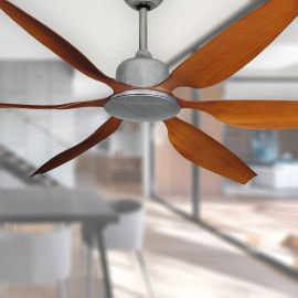 66" Large Ceiling Fan - TroposAir Titan II Brushed Nickel w/ Natural Cherry