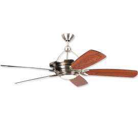 60" Craftmade Vesta Brushed Polished Nickel Finish with Flat Black / Walnut Reversible Blades and Light Kit