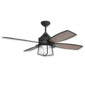 52" Craftmade Waterfront Flat Black Finish with Custom Blades and Light Kit
