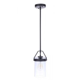 6.38"W Craftmade Franklin 1 Light Outdoor Pendant - ZA3311-MN - Midnight - Clear
