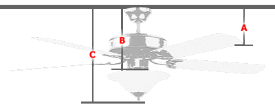 ceiling fan with light hang down dimensions